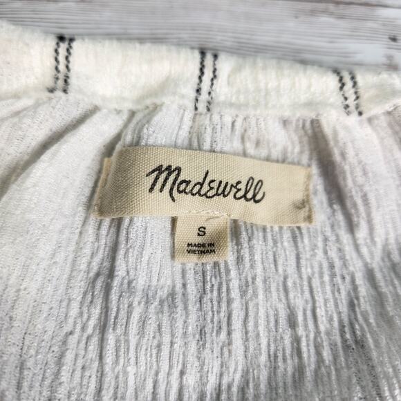 Madewell Striped Tie Neck Knit Top Size Small - Picture 5 of 8